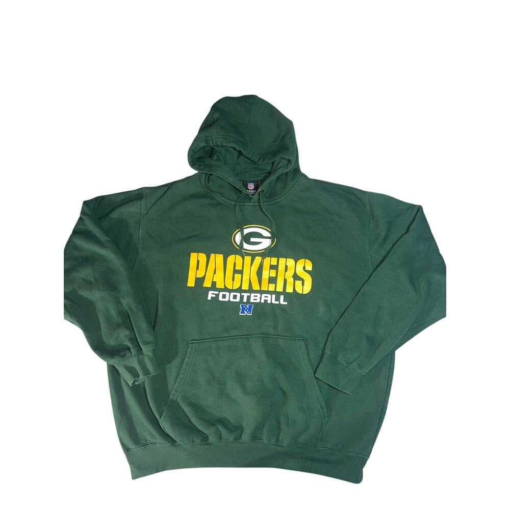 Y2K NFL Greenbay Packers green hoodie logo graphic sweatshirt size large